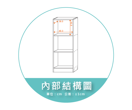 【金階塑鋼】DIY 系統櫃(三格) 內部結構圖